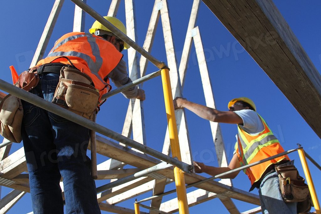 Construction crew framing an addition in Los Angeles