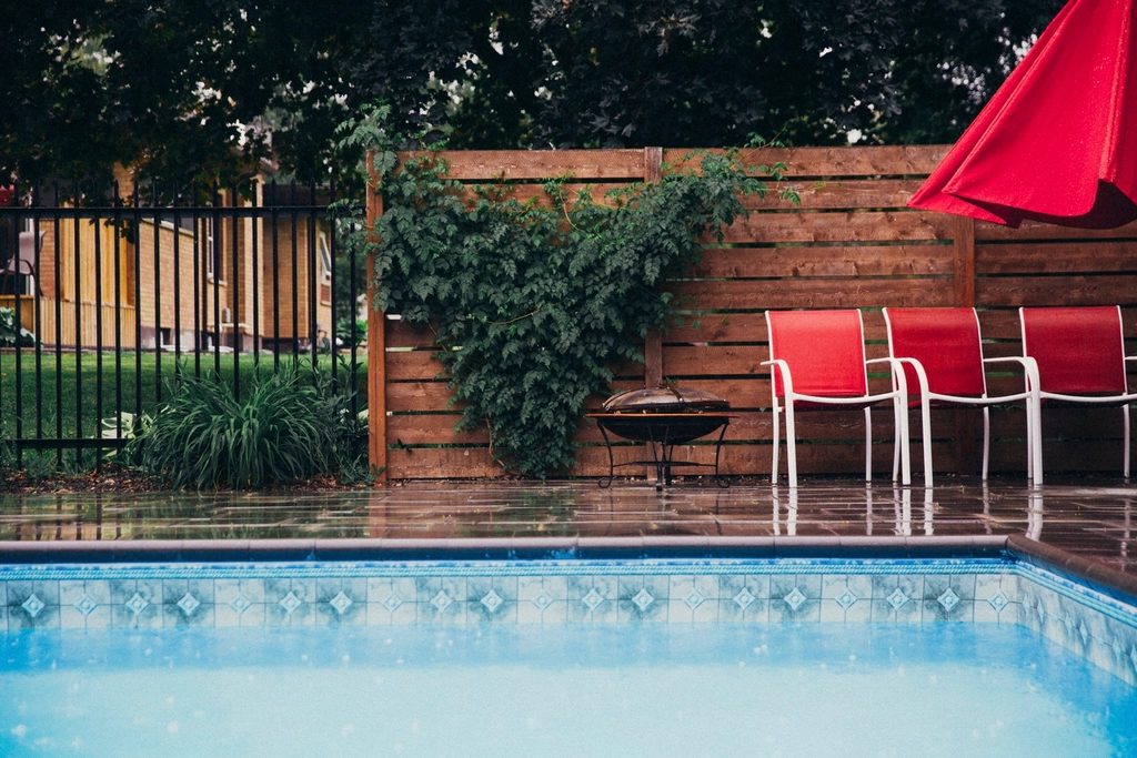 Pool equipment serviced at a backyard pool in Los Angeles